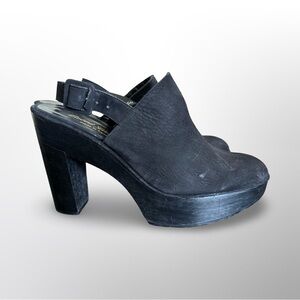 Vintage 90's Robert Clergerie Chunky Suede Platform Mules Sz 8 Made in France